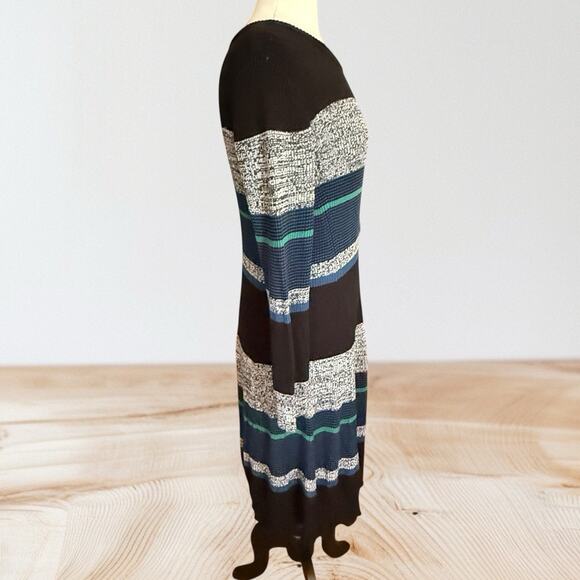 Ronni Nicole Sweater Midi Dress NEW Sz XL Black Gray Teal Stripe Ribbed Knit - Picture 4 of 10